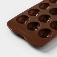 Форма для конфет и шоколада Доляна &laquo;Шарик смайл&raquo;, силикон, 20&times;10 см, 15 ячеек, коричневая