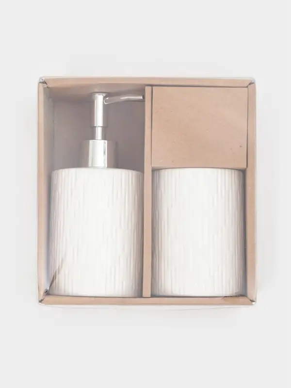 Набор для ванной "Rain", 2 предмета (дозатор для мыла, стакан), цвет белый