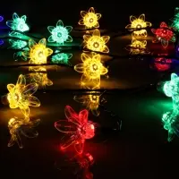 Гирлянда &laquo;Нить&raquo;, 4.5 м, уличная, с насадками &laquo;Цветок&raquo;, IP44, 30 LED, 2 режима, солнечная батарея, тёмная нить, свечение мульти