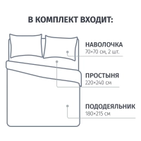 Постельное белье 2сп. Сатин премиум (нав.70х70-2шт.) Regatta blue,931147