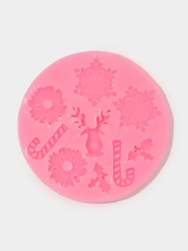 Молд для заливки &laquo;Снежинки&raquo;, силикон, 9 ячеек, d=9.5 см, розовый