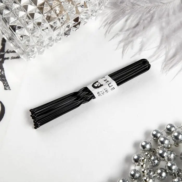 Шпильки для волос, набор 10 шт., 8 см, чёрные