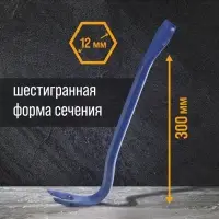 Лом-гвоздодер ТУНДРА, 65 сталь, шестигранный, 300&times;12 мм