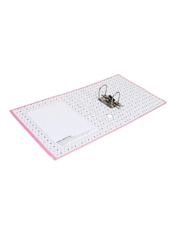 Папка-регистратор А4, 75 мм, ПВХ, тиснение &laquo;лен&raquo;, металлическая окантовка, карман на корешок, собранная, собранная, темно-розовая