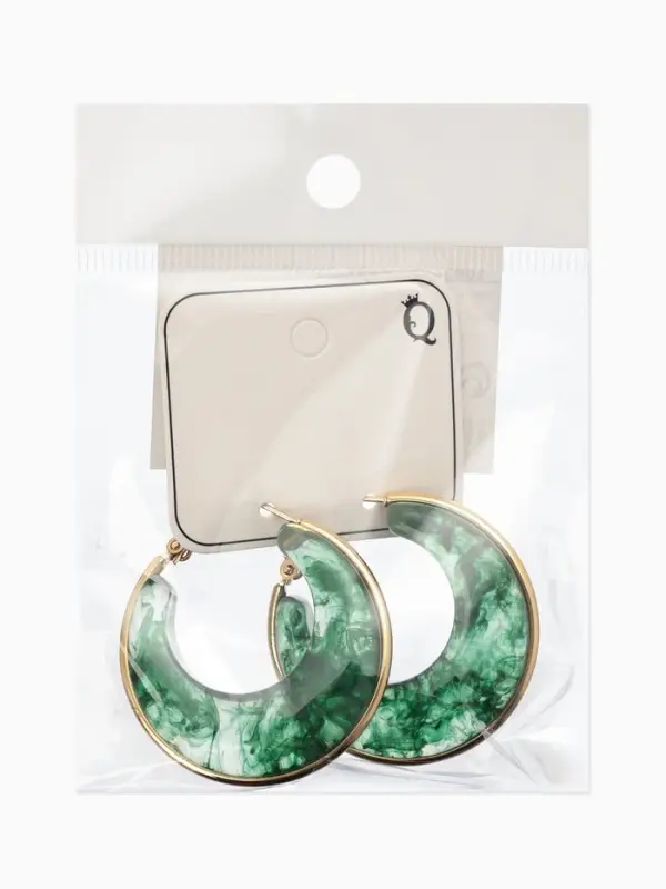 Серьги-кольца акрил Серьги-кольца акрил "Тренд", цвет изумрудный в золоте