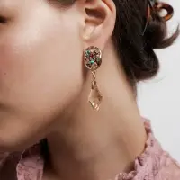 Серьги &laquo;Сад камней&raquo; овал+ромб, цветные в золоте