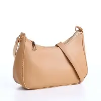 Сумка женская багет на молнии, 20&times;6.5&times;15 см, бежевая
