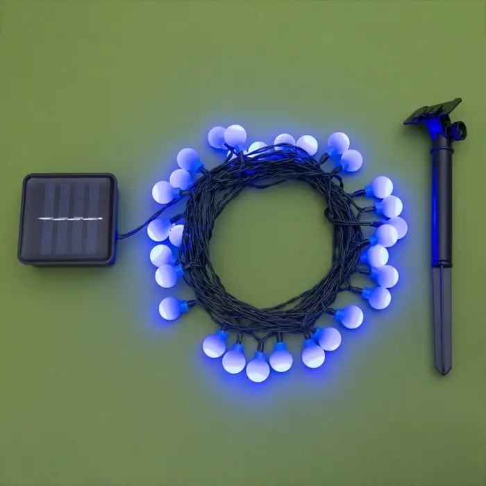 Гирлянда &laquo;Нить&raquo;, 4.5 м, уличная, с насадками &laquo;Шарик&raquo;, IP44, 30 LED, 2 режима, солнечная батарея, тёмная нить, свечение синие