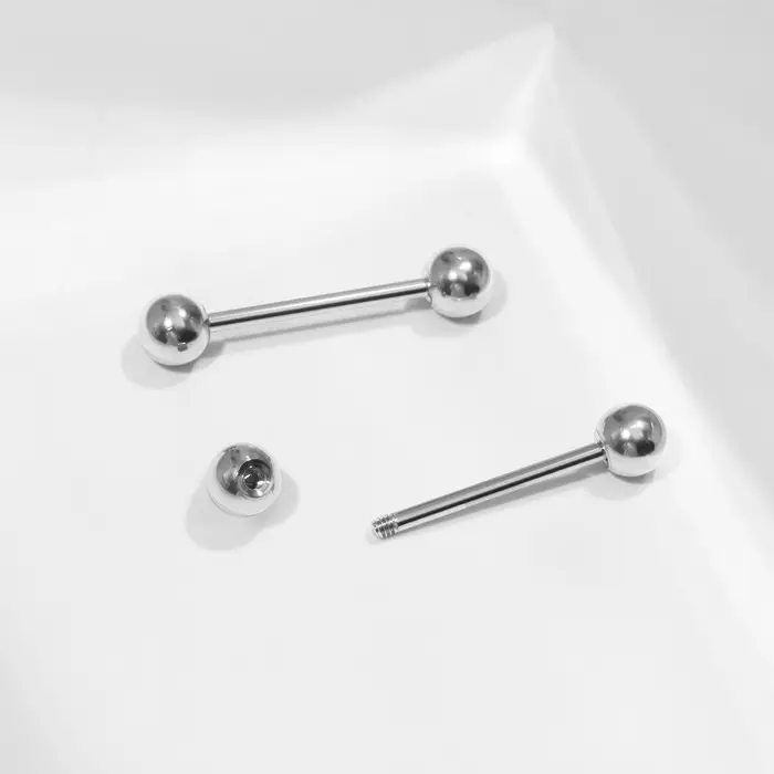 Пирсинг в язык «Штанга», L=2, d=0.4 см, пара, цвет серебро Пирсинг в язык «Штанга», L=2, d=0.4 см, пара, цвет серебро