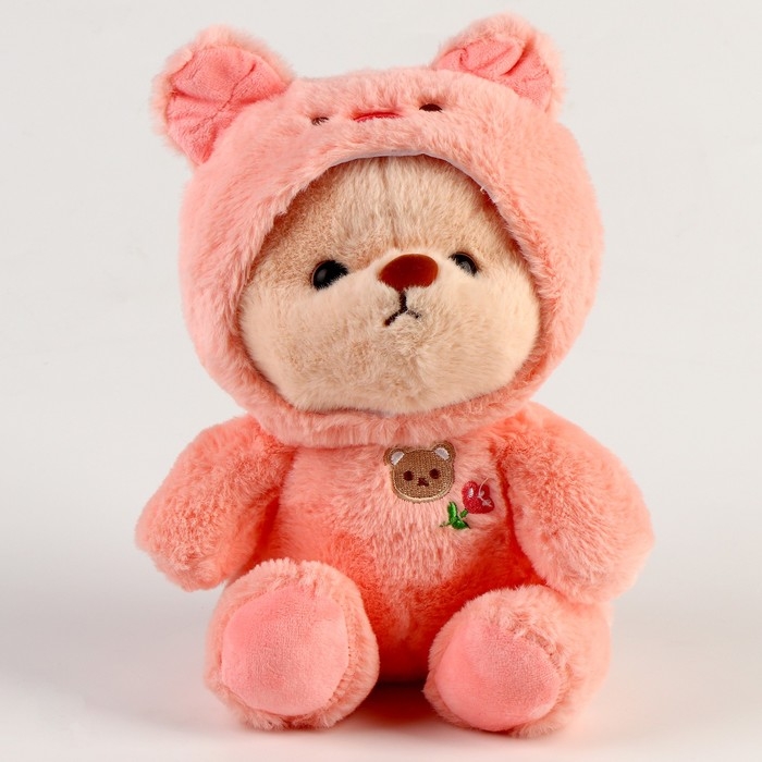 Мягкая игрушка «Медвежонок» в костюме, 23 см, цвет розовый