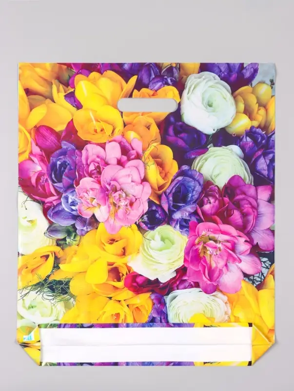 Пакет &laquo;Весенний букет&raquo;, полиэтиленовый с вырубной ручкой, 38&times;45 + 3 см, 60 мкм