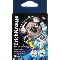 Восковые мелки 8 цветов, ErichKrause Kids Space Animals, трёхгранные