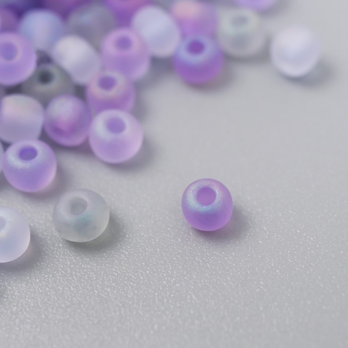 Бисер стекло 8/0  Бисер стекло 8/0 "Матовый полупрозрачный. Меланж серо-фиолетовый" 10 гр