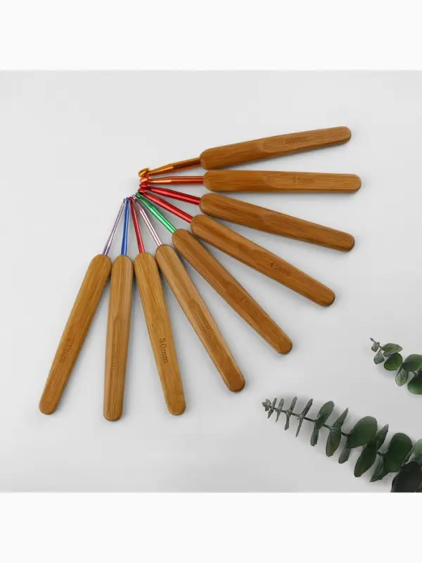 Набор крючков для вязания, с бамбуковыми ручками, d=2-6 мм, 13.5 см, 9 шт.