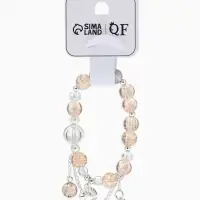 Браслет с подвесками "Сахарный" ракушка, шар №10/8, цвет шампань в серебре