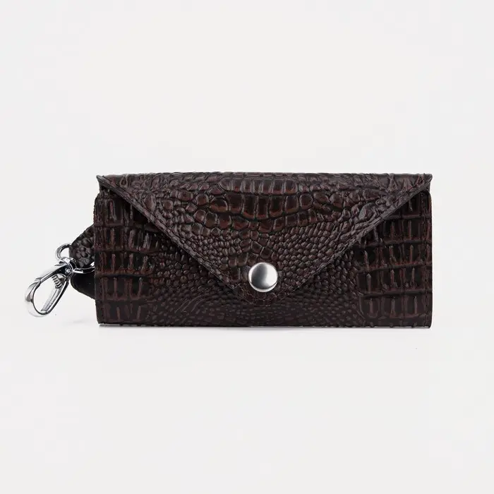 Ключница карманная на кнопке, длина 11 см, 7 карабинов, цвет коричневый Ключница карманная на кнопке, длина 11 см, 7 карабинов, цвет коричневый