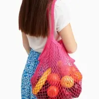 Сумка-авоська хозяйственная, клетка 1.5 см, розовая