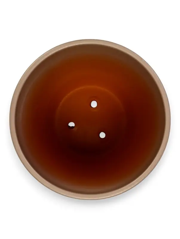 Горшок цветочный с поддоном 2,5 л, d18/h16 см капучино керамика, Горшок цветочный с поддоном 2,5 л, d18/h16 см капучино керамика, "Туман" (М)