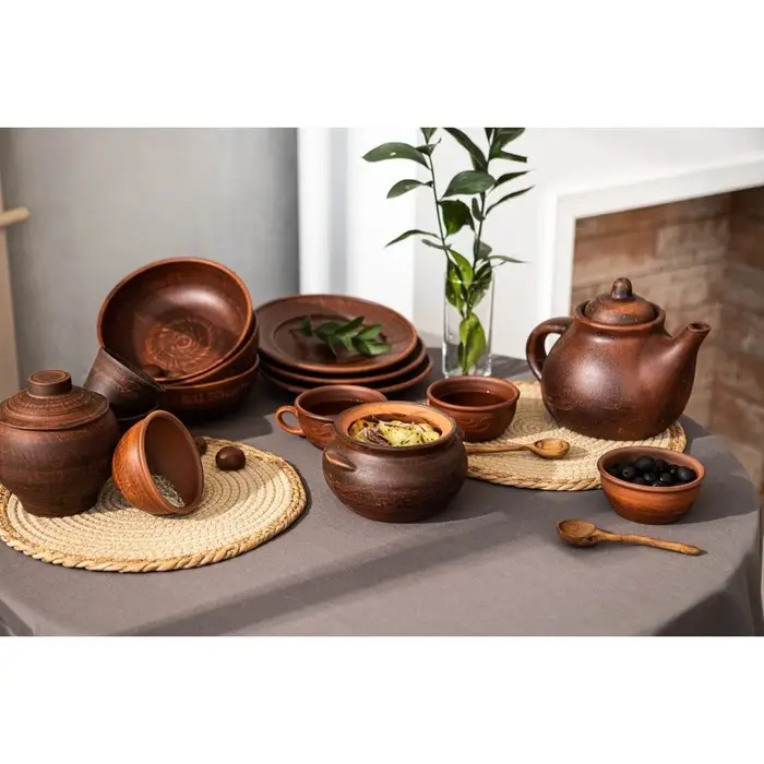 Салатник «Классический», гладкий, красная глина, 1 л