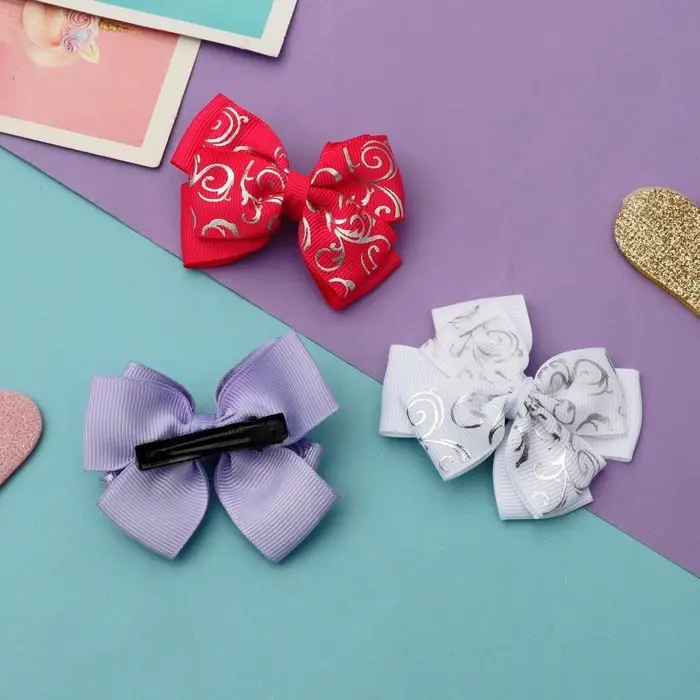 Зажим для волос "Бантик" вензеля серебро, 6 см