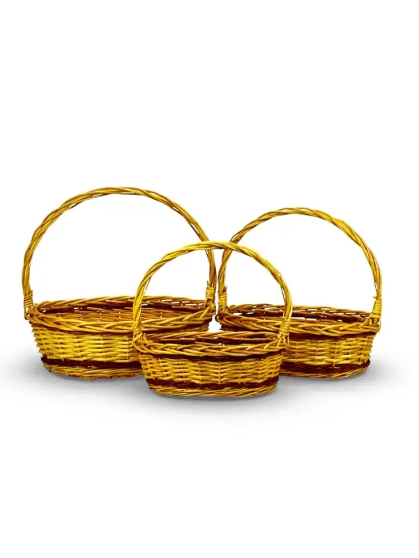 Набор корзин 3 шт ИВА 43x38x15 37х29x13 31х24x12 см ПЛЕТ ручка h=20/18/16 см