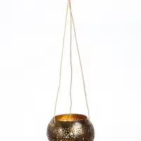 Подсвечник подвесной из кокоса, 14&times;14&times;10 см, чёрно-золотой