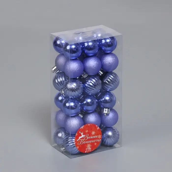 Ёлочные игрушки &laquo;Лагуна ассорти&raquo;, шары новогодние, d=3 см, набор 36 шт., синий