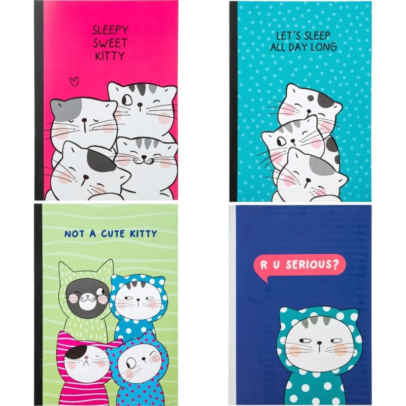 Тетрадь общая So Many Cats 60л, B5, блок бел, клетка,в ассортимент