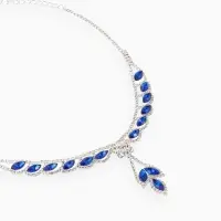 Набор 2 предмета: серьги, колье &laquo;Листопад&raquo;, ромб, сине-белый в серебре, 45 см