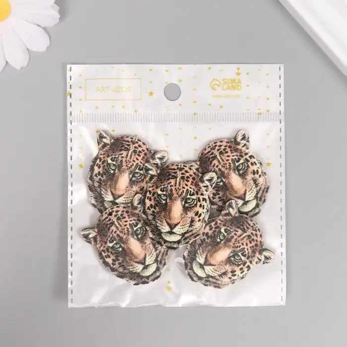 Декор для творчества дерево Декор для творчества дерево "Леопард" 3,9х3,3х0,3 см