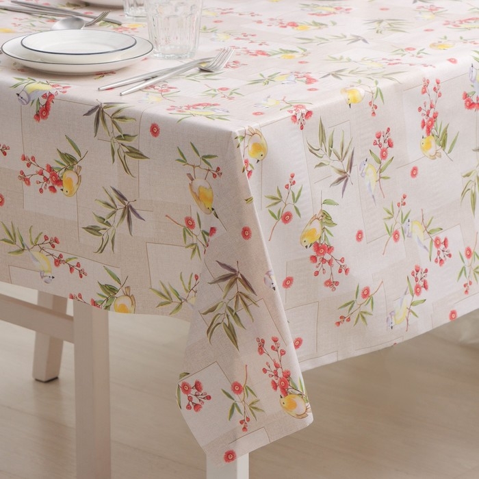 Клеёнка на стол Доляна «Птички», на нетканой основе, ширина 137 см, толщина 0,2 мм, рулон 20 м