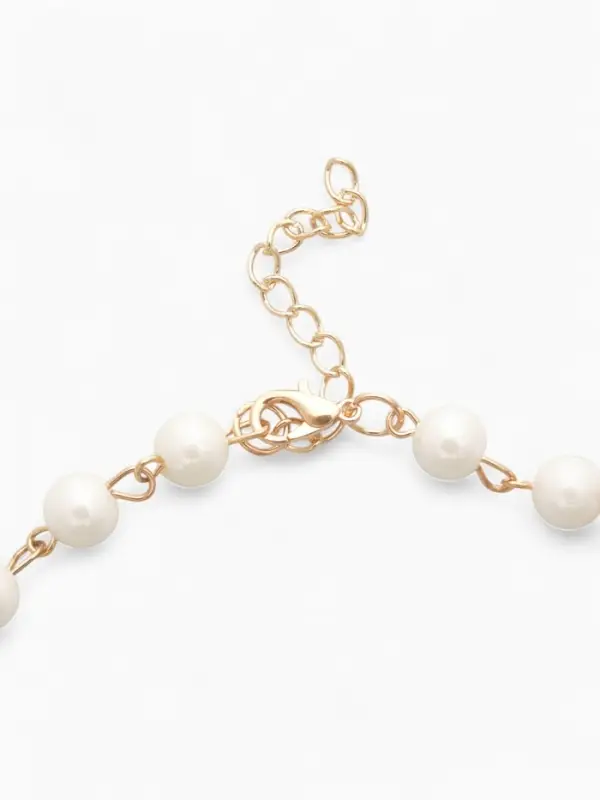 Колье с жемчугом &laquo;Сердце&raquo;, квадратное, шар №6, белое в золоте, L=40 см