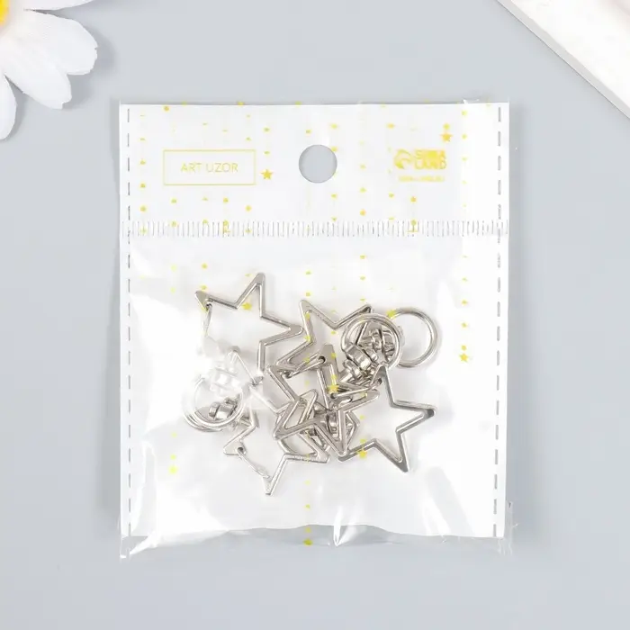 Карабин металл с кольцом Карабин металл с кольцом "Звезда" серебро набор 5 шт 3,4х2,3 см