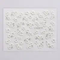 Наклейки для ногтей «Цветы», объёмные, фасовка 6 шт., цвет белый, серебристый Наклейки для ногтей «Цветы», объёмные, фасовка 6 шт., цвет белый, серебристый