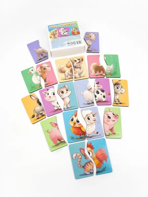 Пазл деревянный "Половинки - животные" PZL-80