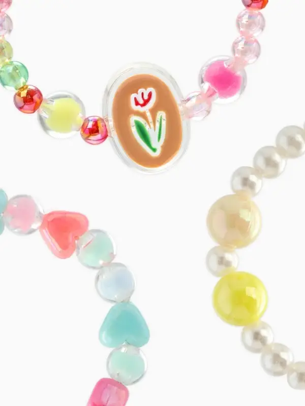 Браслет детский набор 3 шт. "Выбражулька" тюльпан в сердцах, цвет МИКС