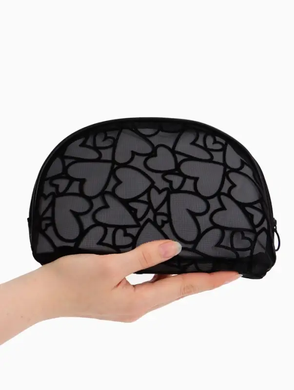 Косметичка дор Сердца 22*4*15, отд на молнии,  черный