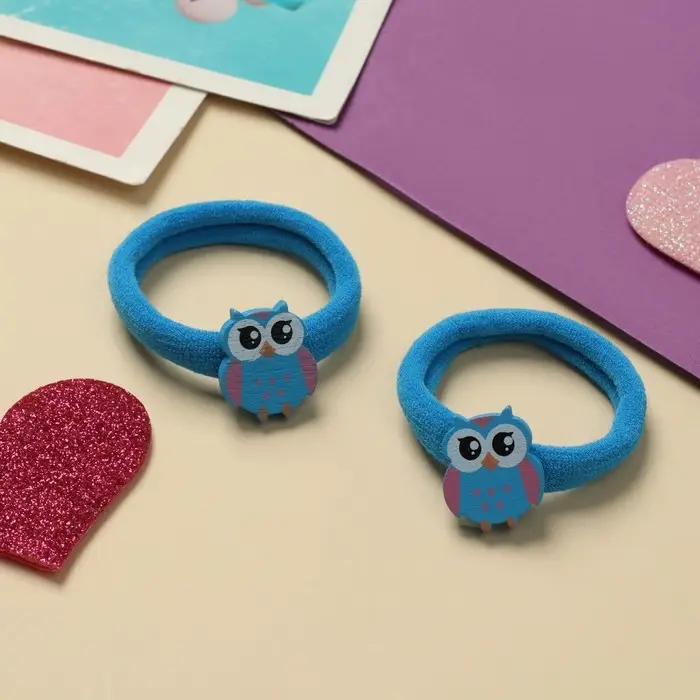 Резинка для волос  Резинка для волос "Мелодия" (набор 2 шт) совушка, 4 см, голубой