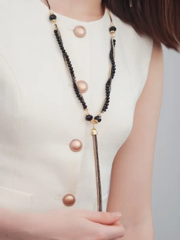 Набор 2 предмета: серьги, бусы &laquo;Унисон&raquo;, накрученность, цвет золото в чёрном, 60 см