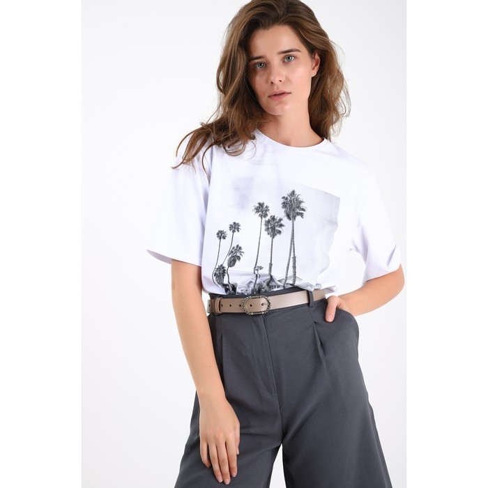 Ремень, ширина 3 см, винт, пряжка металл, цвет тёмно-бежевый