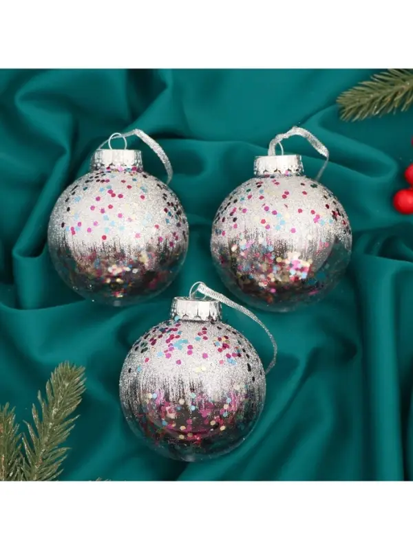 Ёлочные игрушки «Праздничное настроение», шары новогодние, набор 3 шт., d=8 см Ёлочные игрушки «Праздничное настроение», шары новогодние, набор 3 шт., d=8 см
