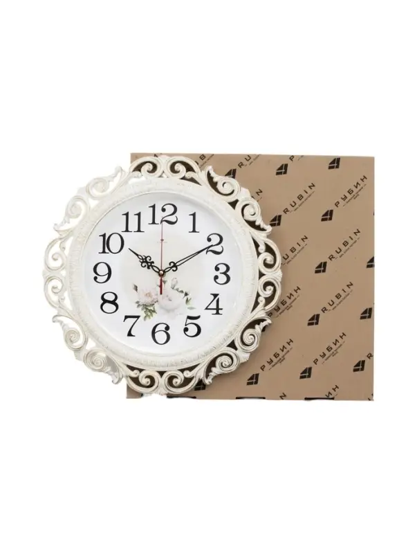 Часы настенные интерьерные &laquo;Хостон&raquo;, бесшумные, плавный ход, d=40.5 см, циферблат d=26 см, белые, от батарейки 1&times;АА