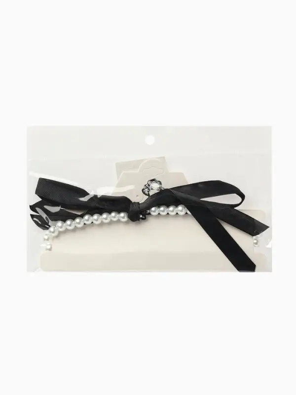 Бусы &laquo;Бантик&raquo;, жемчужины с завязкой, L= 40 см, черный, белый