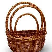 Набор корзин 3 шт, 34х30х14, 28х24х13, 22х19х10  лоза коричневый