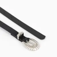 Ремень жен, 02-01-02-01, 1,5*0,3*110 см, без винта, пряжка серебро, 1 прокол, черный