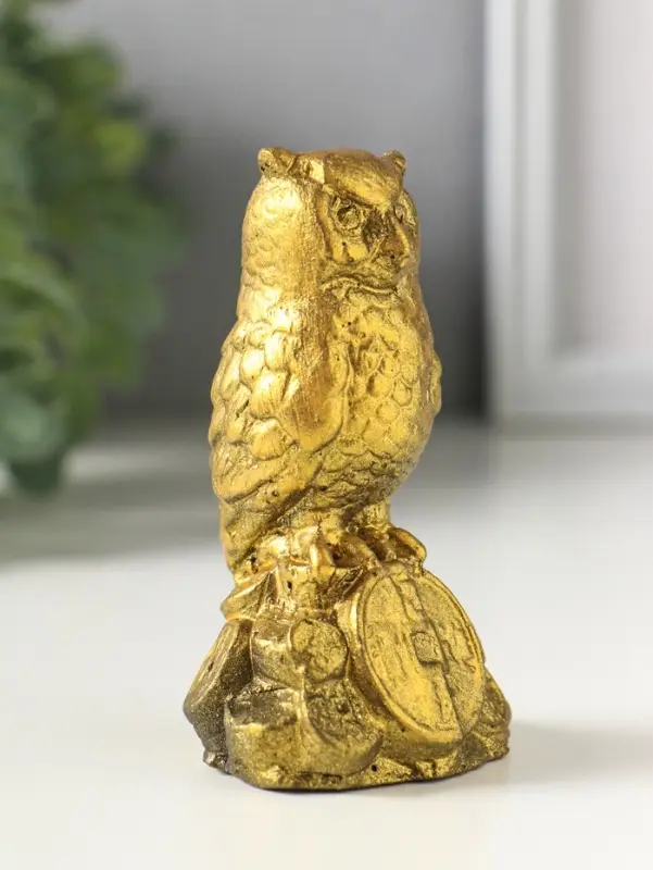 Фигурка гипс &laquo;Филин с деньгами&raquo;, 10&times;5 см, под золото