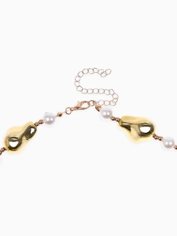 Бусы &laquo;Жемчуг Борокко&raquo;, белые в золоте, 40 см