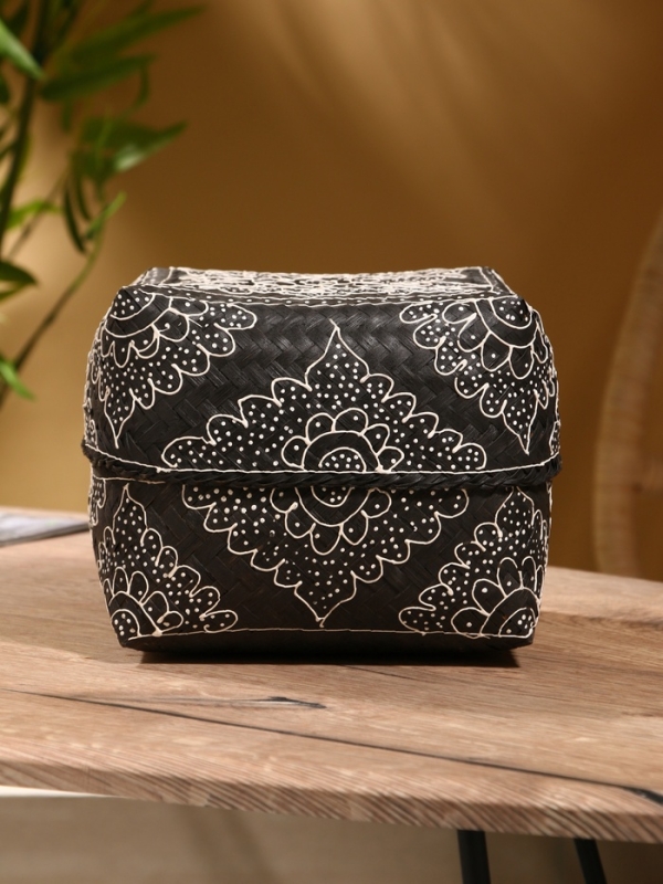 Корзинка плетеная "Бонтанг" бамбук 19х19х14 см, тёмная