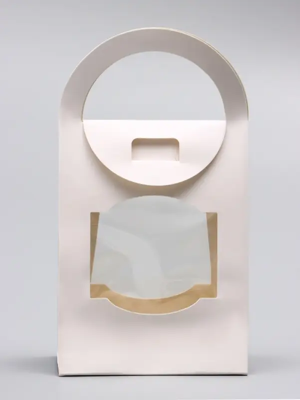 Коробка - пакет с ручкой, белая, 16×12×6 см