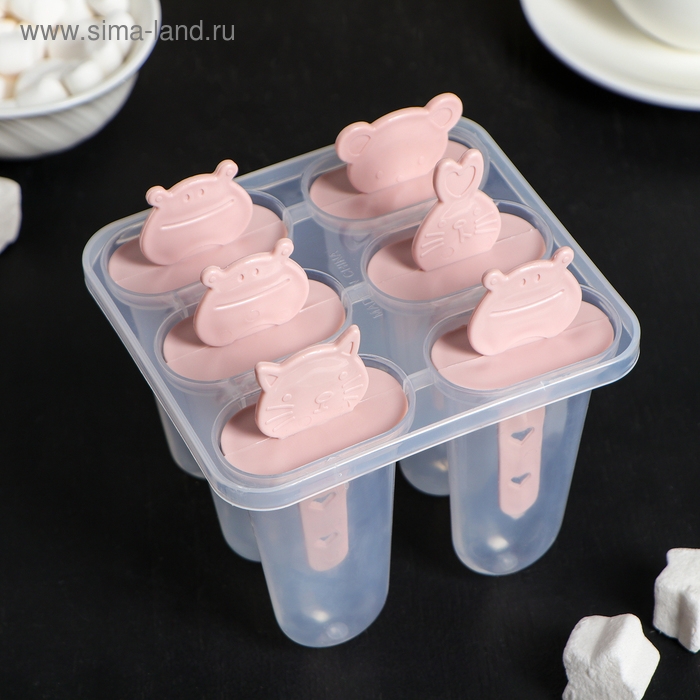 Форма для мороженого «Мордашки», 11×11×11 см, 6 ячеек, цвет прозрачный Форма для мороженого «Мордашки», 11×11×11 см, 6 ячеек, цвет прозрачный